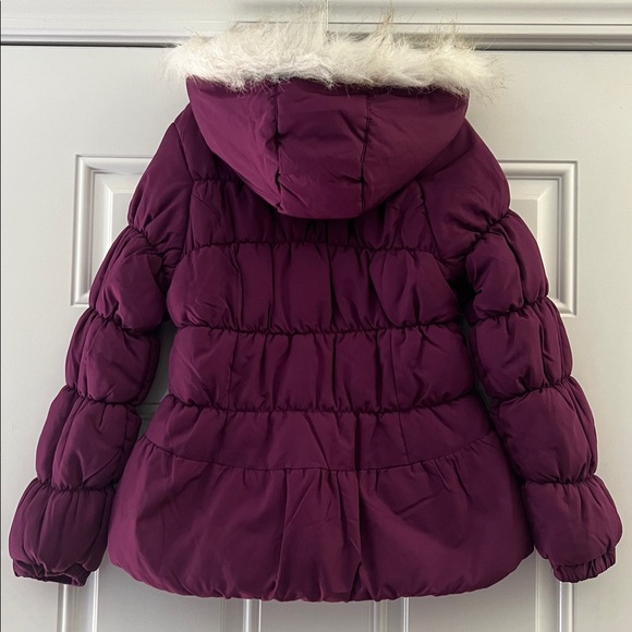 Weather Tamer Purple Hooded Fur Trimmed Puffer Jacket Size: 10-12 - Picture 2 of 9